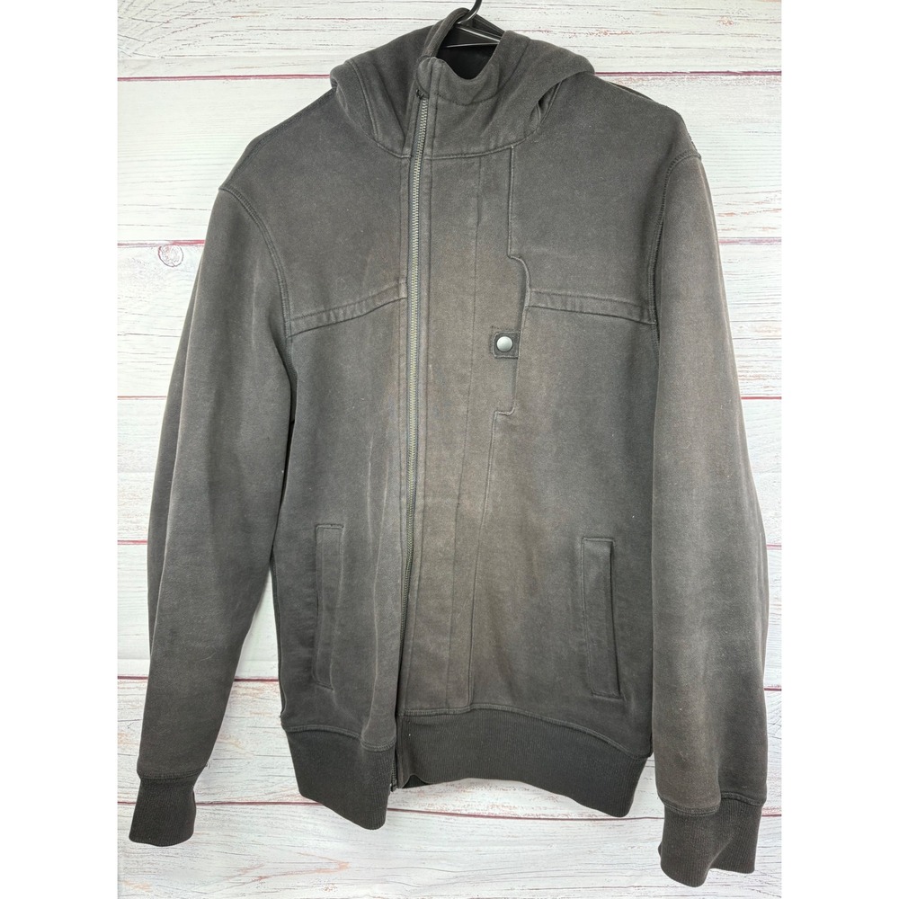 Lululemon Mens Jacket Black Full Zip Hoodie Fleece Size M Logo Hood